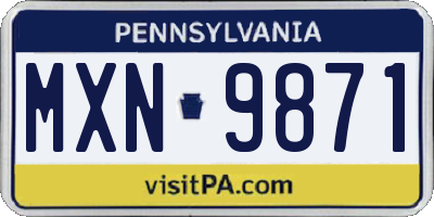 PA license plate MXN9871