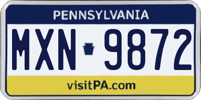 PA license plate MXN9872