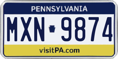 PA license plate MXN9874