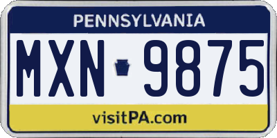 PA license plate MXN9875