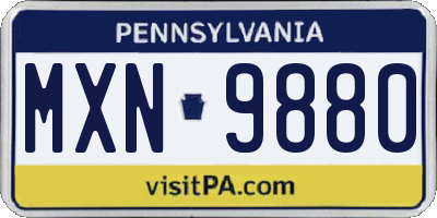 PA license plate MXN9880