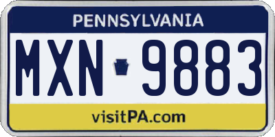 PA license plate MXN9883