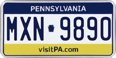 PA license plate MXN9890