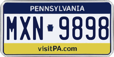 PA license plate MXN9898