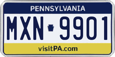 PA license plate MXN9901