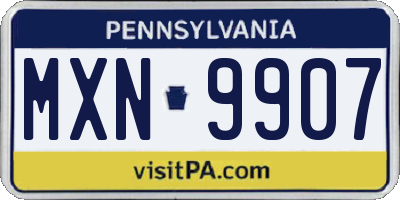 PA license plate MXN9907