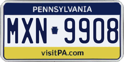 PA license plate MXN9908