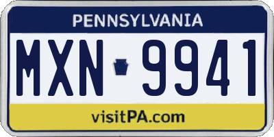PA license plate MXN9941