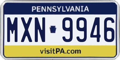 PA license plate MXN9946