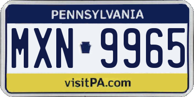 PA license plate MXN9965
