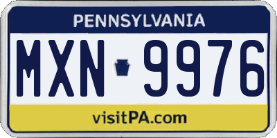 PA license plate MXN9976