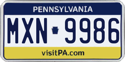 PA license plate MXN9986