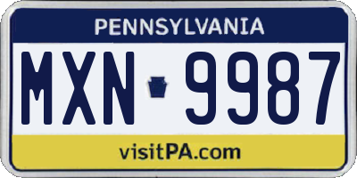 PA license plate MXN9987