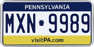 PA license plate MXN9989