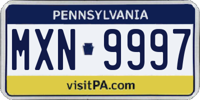 PA license plate MXN9997