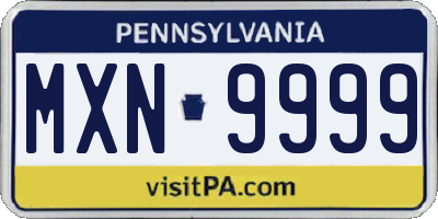 PA license plate MXN9999