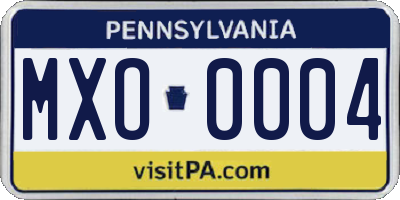 PA license plate MXO0004