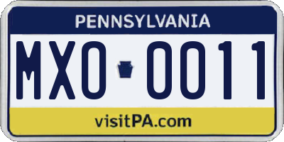 PA license plate MXO0011