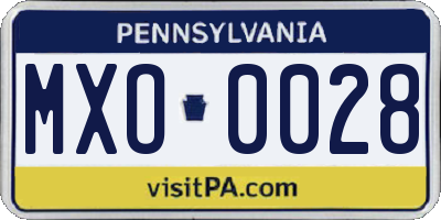 PA license plate MXO0028