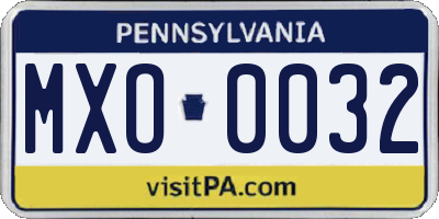 PA license plate MXO0032