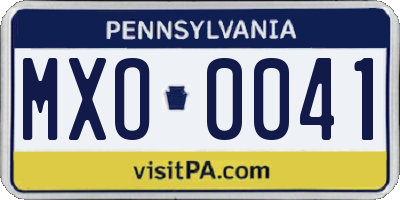 PA license plate MXO0041