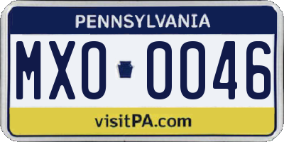 PA license plate MXO0046
