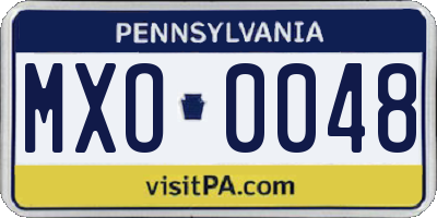 PA license plate MXO0048