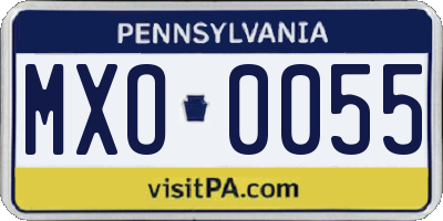 PA license plate MXO0055
