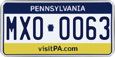 PA license plate MXO0063