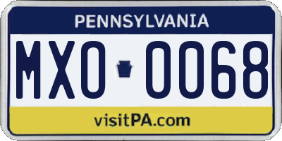 PA license plate MXO0068