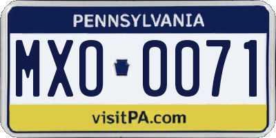 PA license plate MXO0071