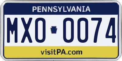 PA license plate MXO0074
