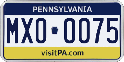 PA license plate MXO0075