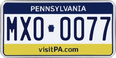 PA license plate MXO0077