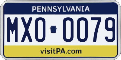 PA license plate MXO0079