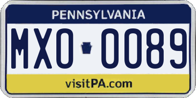 PA license plate MXO0089
