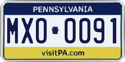 PA license plate MXO0091