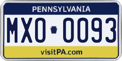 PA license plate MXO0093