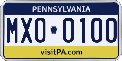 PA license plate MXO0100