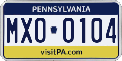 PA license plate MXO0104