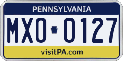 PA license plate MXO0127