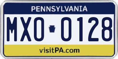 PA license plate MXO0128