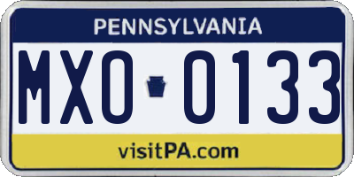 PA license plate MXO0133