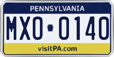 PA license plate MXO0140