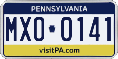 PA license plate MXO0141