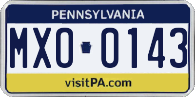 PA license plate MXO0143
