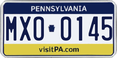 PA license plate MXO0145
