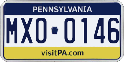 PA license plate MXO0146