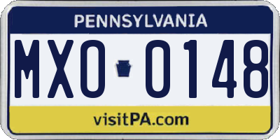 PA license plate MXO0148