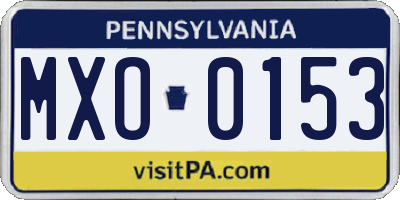 PA license plate MXO0153